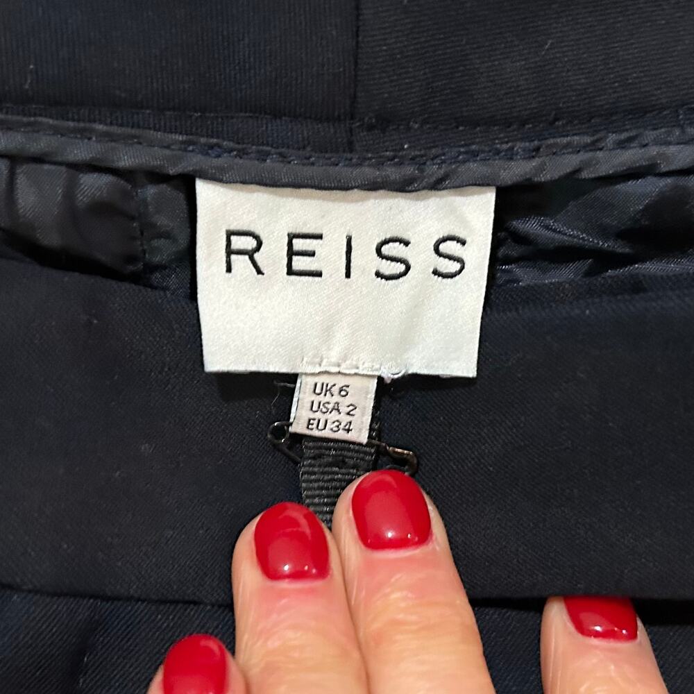 Reiss JoAnne Straight Leg Trousers Navy Blue Size 2 (US) NWT - Picture 4 of 9